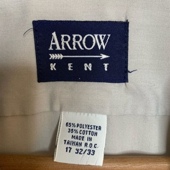 Arrow Kent Light Grey Long Sleeve Button Down Shirt Top Men's Size 17 32/33 - Picture 7 of 7
